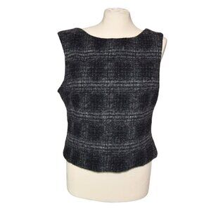 Banana Republic Women's Square Neck Wool Blend Plaid Top Sz 14 *minor flaw*